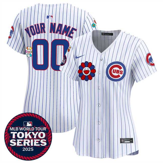 Women%27s Chicago Cubs ACTIVE PLAYER Custom White 2025 Tokyo Series Limited Stitched Baseball Jersey(Run Small)